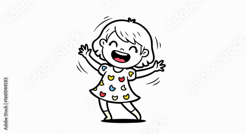 Cartoon girl expressing happiness