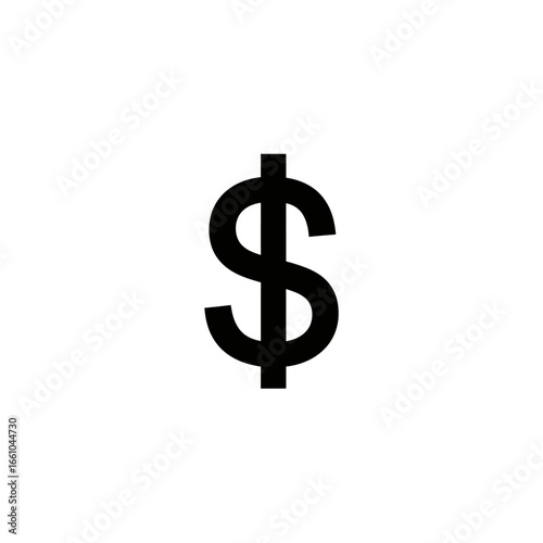 A bold, black dollar sign symbol rendered against a stark white background, representing currency and financial concepts.