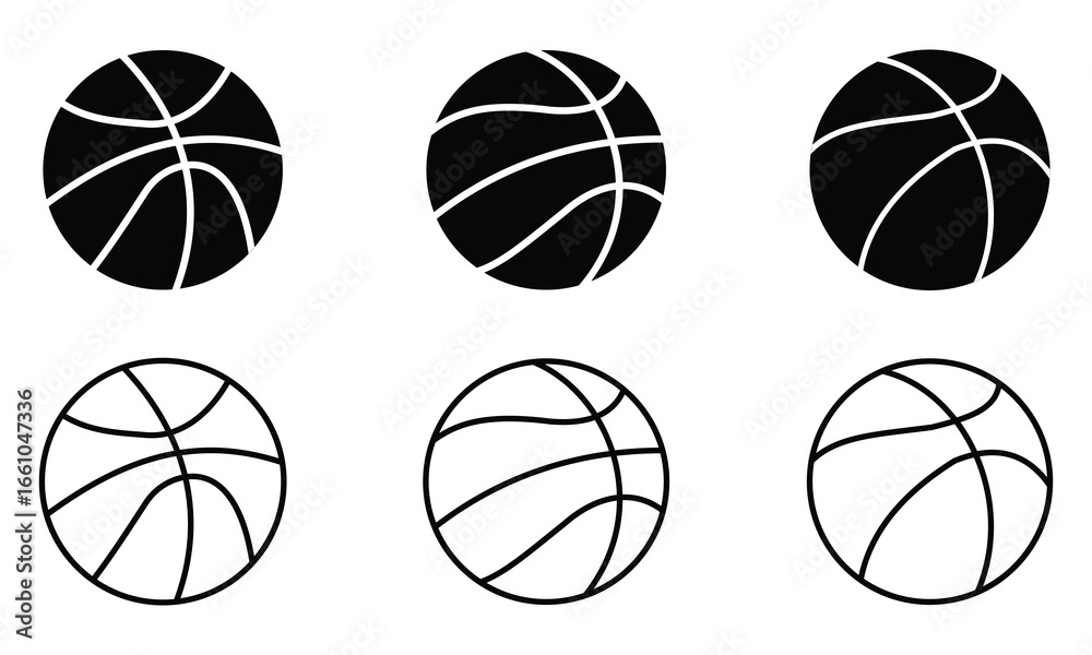 Obraz premium Basketball icon vector set. Basketball ball sign and symbol. Sports equipment, player and more. Vector illustration.
