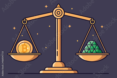 Symbolic scale balancing gold and crying face.