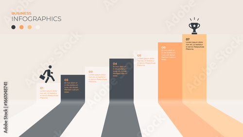 Steps on the path to success and rewards. An infographic template for presentations, brochures, booklets, posters, and the like