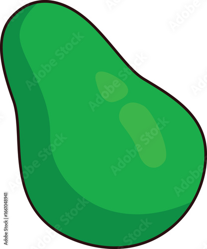 vector Smooth Green Avocado with Shiny Skin and Unique Shape 