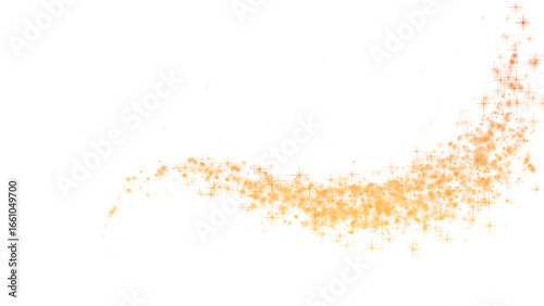 Waving trail of golden orange sparkles. Isolated fiery magic dust PNG clip art on a transparent background for a festive award, celebration design, or fantasy effect.