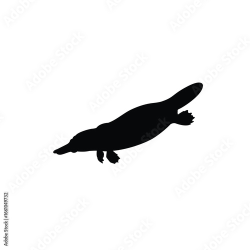 Platypus Swimming Silhouette – Aquatic Animal Vector Illustration