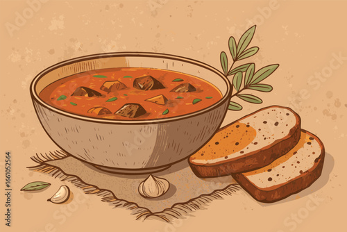-goulash-soup-in-rustic-metal-bowl-with-bread-slic.eps