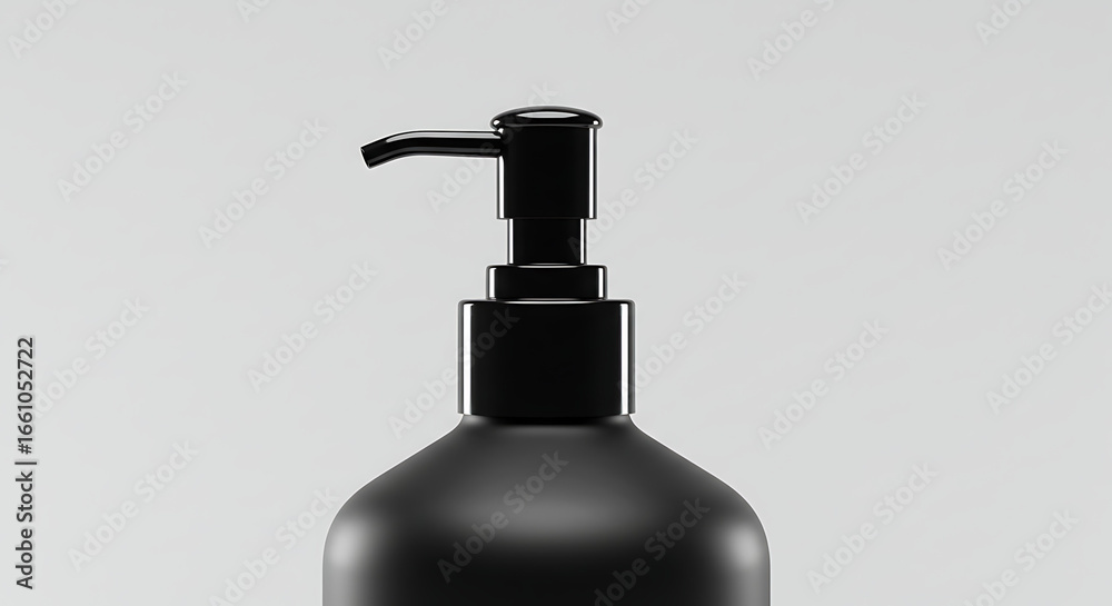 Obraz premium A matte black pump dispenser bottle.
