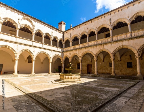 A sun-drenched cloistered courtyard