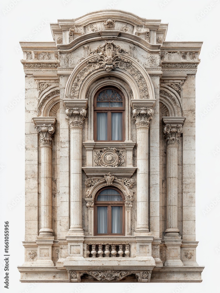 Obraz premium architectural details intricate architectural details such as grand windows stone arches and ornate carvings isolated on a transparent background png file