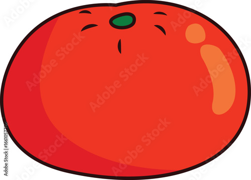 Vibrant Red Tomato with Smooth Skin and Green Stem Spot
