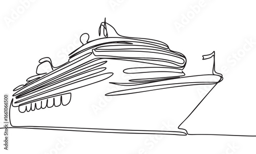 Cruise Ship Minimalist Line Art