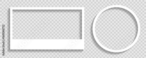 Realistic polaroid empty photo frame mock up with shadow Vector illustration