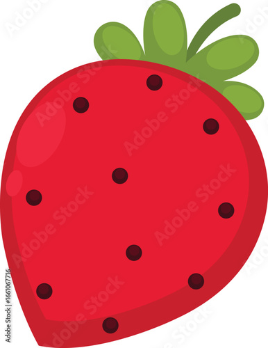 vector illustration juicy sweet ripe red strawberry with small black dots  