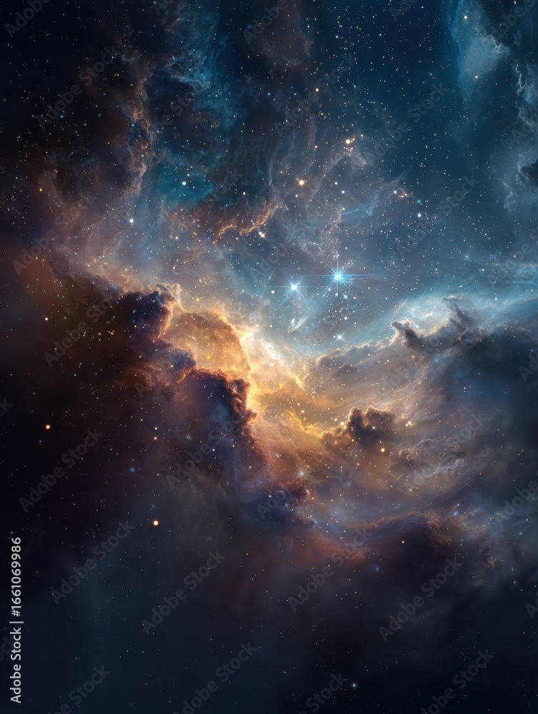 Fototapeta premium colorful cosmic clouds illuminated by stars in deep space during a majestic celestial event