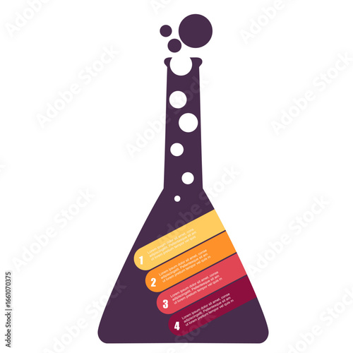 Chemical lab glass. Concept of four features or option of project to select. Minimal infographic illustration for business and scientific information visualization.