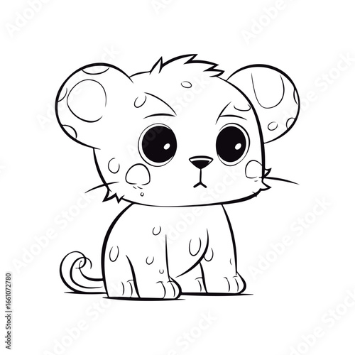 Coloring book for kids Jaguar kawai vector.