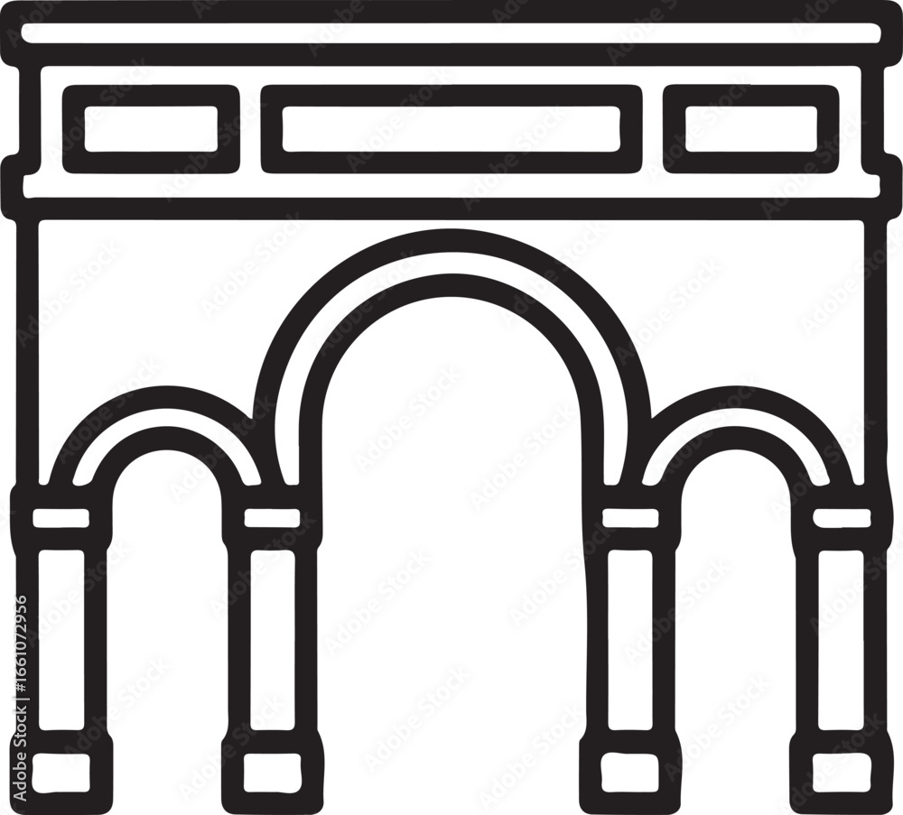 Fototapeta premium Iconic parisian landmark arc de triomphe outline simple monument architecture