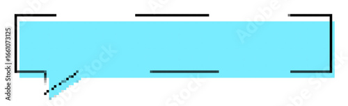 ドット絵シンプル長方形フキダシ　ブルー　コメント・漫画風・セリフ・メッセージ等