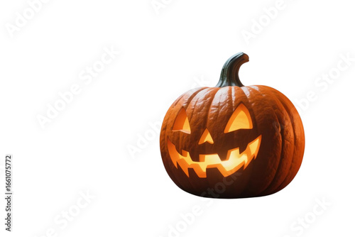 3D pumpkin lantern glowing in a dark room with smoke effects.