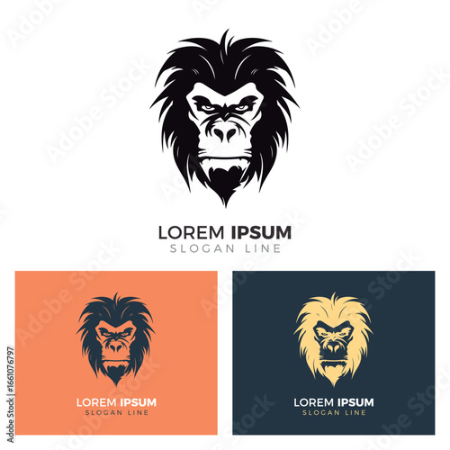 Orangutan Heads Logo Template Set.