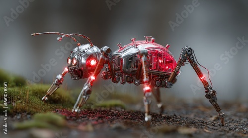 A metallic ant robot in a natural environment