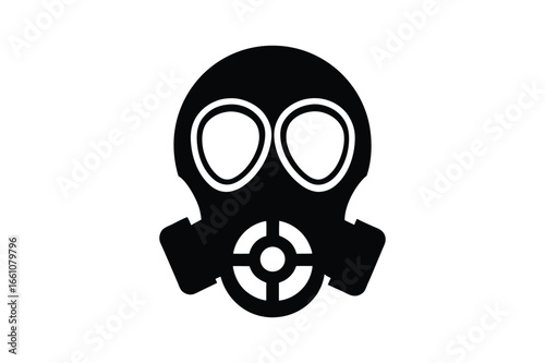 Gas mask silhouette vector illustration, Set of Gas mask silhouette