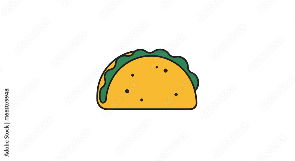 Minimalist Flat Vector SVG Icon of Taco with Green Lettuce and Yellow Shell in Modern Style for Food and Culinary Design Minimalist Flat Vector SVG Icon of Taco with Green Lettuce and Yellow Shell in Modern Style for Food and Culinary Design