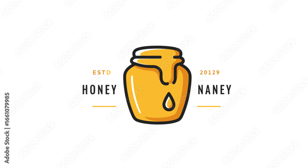 Vector Minimalist SVG Icon of Honey Jar with Dripping Honey in Flat Design Style Bright Yellow Color Vector Minimalist SVG Icon of Honey Jar with Dripping Honey in Flat Design Style Bright Yellow Color
