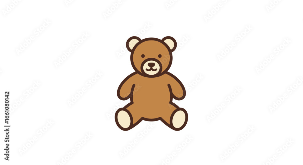 Naklejka premium Cute Bear Vector SVG Icon with Flat Design Style in Brown and Beige Colors