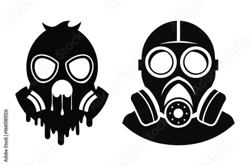 Gas mask silhouette vector illustration, Set of Gas mask silhouette