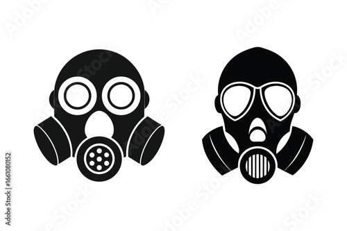 Gas mask silhouette vector illustration, Set of Gas mask silhouette