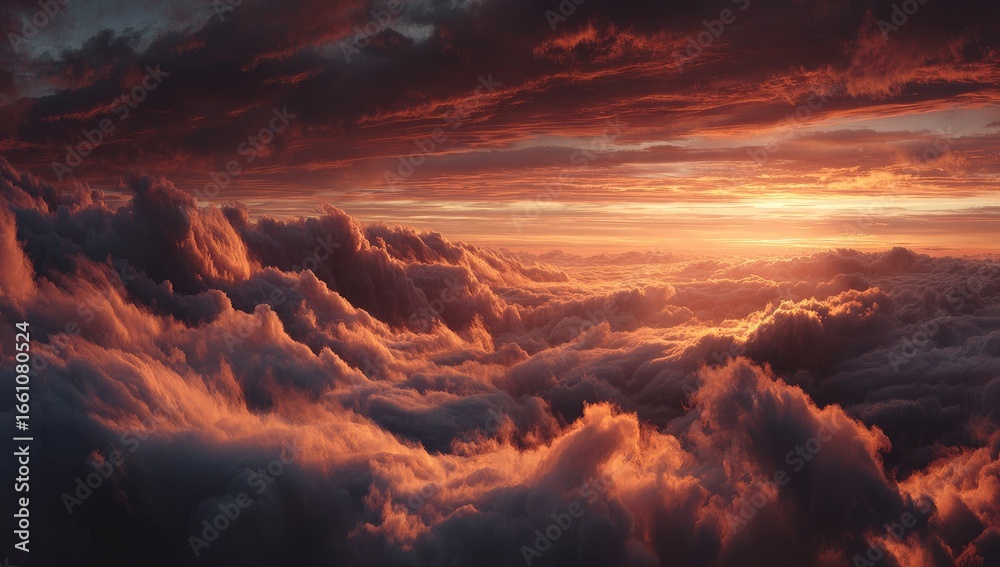 Fototapeta premium Dramatic sunset over a landscape of clouds
