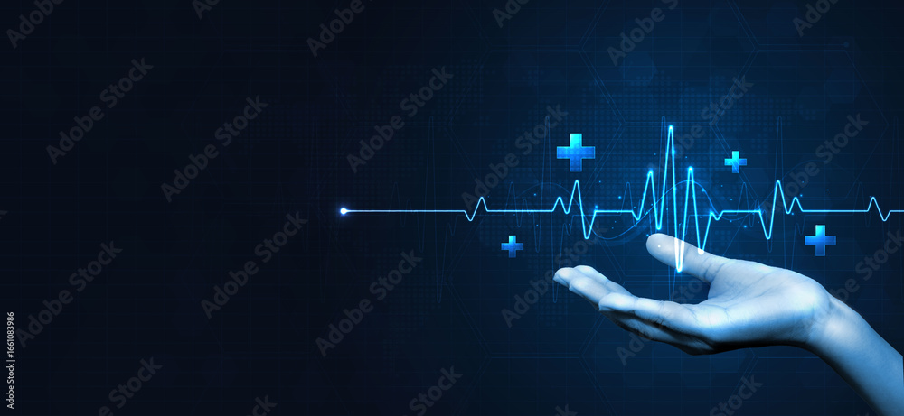 Fototapeta premium Heart pulse and heartbeat. world heart day. health care medical focus heartbeat for checking the function of the patient heart. modern simple design for medical apps, websites and hospital.