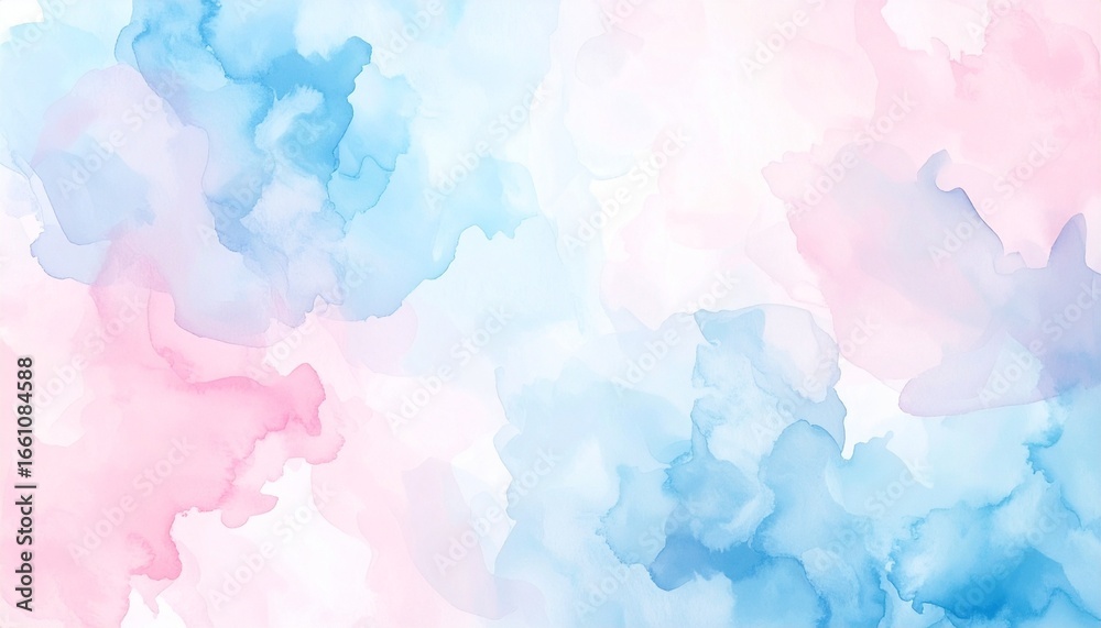 Fototapeta premium Abstract pastel watercolor blend in pink and blue with soft transitions and dreamy texture.