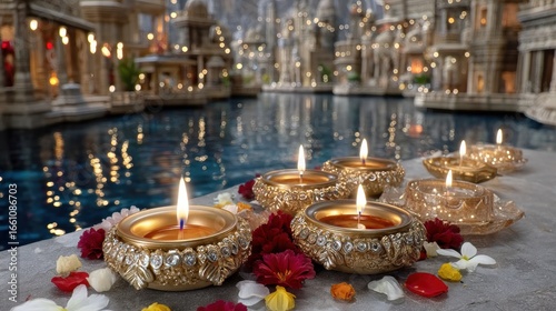A Beautiful Group of Decorative Candles Symbolizing Victory of Light Over Darkness during Diwali Celebrations in Delhi