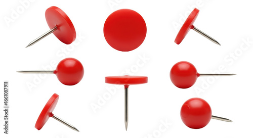 Obraz na plátně Isolated Red Push Pins Set