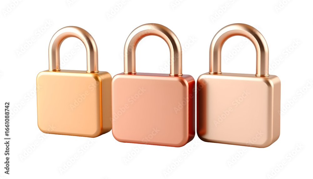 Naklejka premium Three Metallic Padlocks with Different Finishes