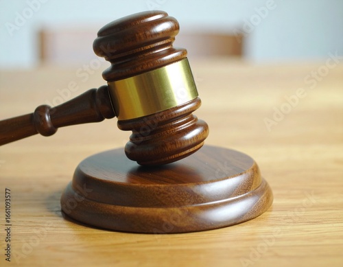 Wooden gavel on block