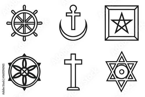 Diverse Religious Symbols Collection dharma chakra
