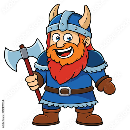 Cartoon illustration of a Viking and zombie both holding axes