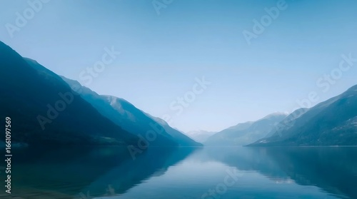 Peaceful Mountain Lake with Mist