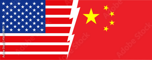 United States and China flat flags vector