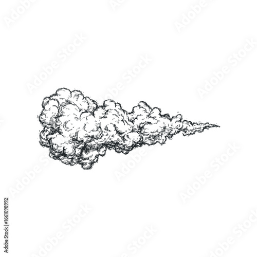 Sketch of a Smoke Plume with Hatching and Swirling Lines