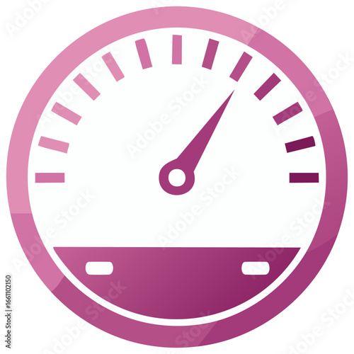 Pink speedometer with needle indicating high performance or speed