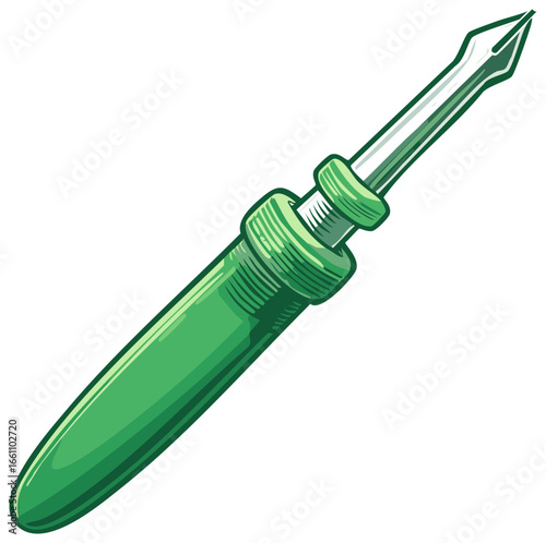 Green Jewelers Screwdriver Tool for Fine Detail Work, Silver Head, Precision Task, Repair