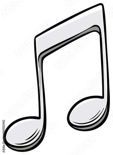 Stylized single eighth note symbol in gray with a black outline and shadow