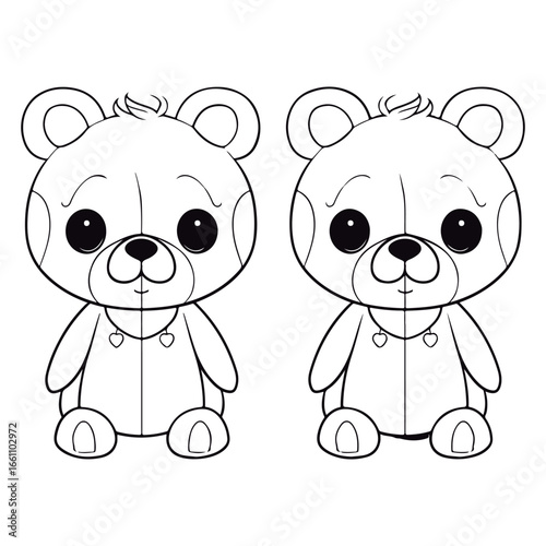 Coloring book for kids baby Bear kawai vector Black vector illustration.