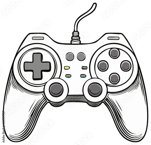 Detailed sketch of a modern video game controller for digital entertainment