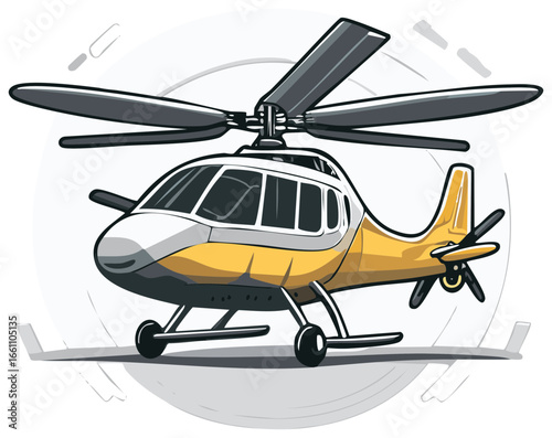 Yellow and White Helicopter Ready for Flight Illustration