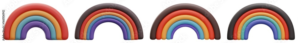 Obraz premium Vibrant Rainbow Collection Featuring Differing Color Palettes On Transparent Background
