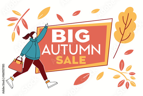 Autumn big sale promotional banner with leaves